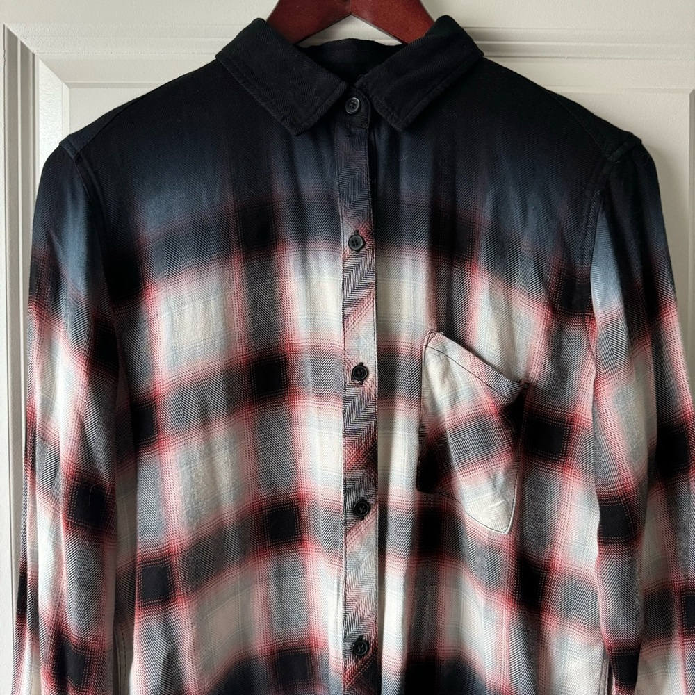 Rails Hunter Button Up In Ivory Smoke Dip Dye - image 5